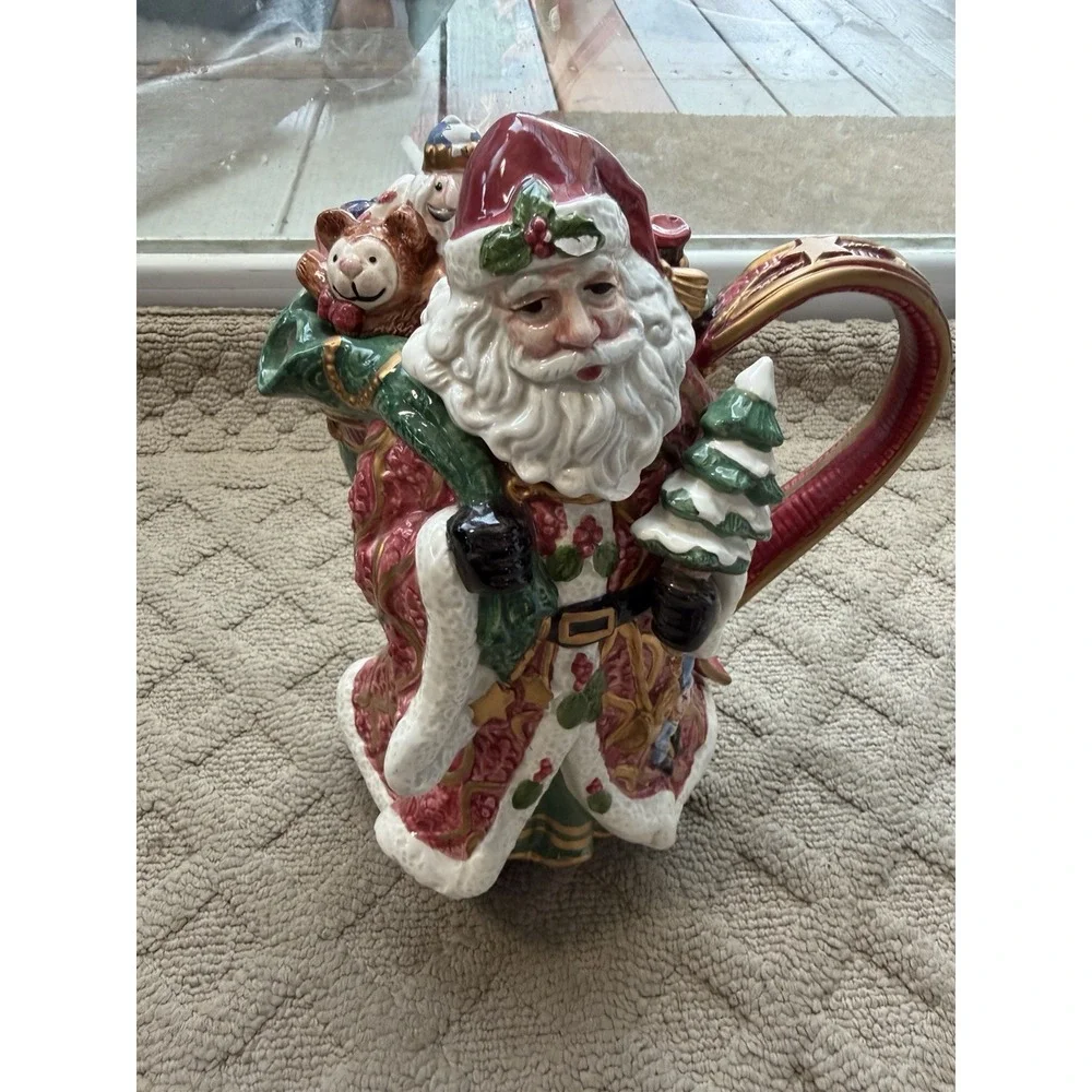 Fitz and Floyd Christmas Santa with bag of toys tea pot
